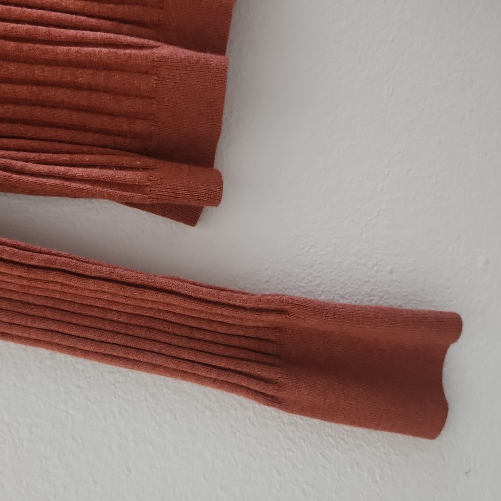 Wild Fable Rust Ribbed Zip-Up Sweater - Picture 4 of 6